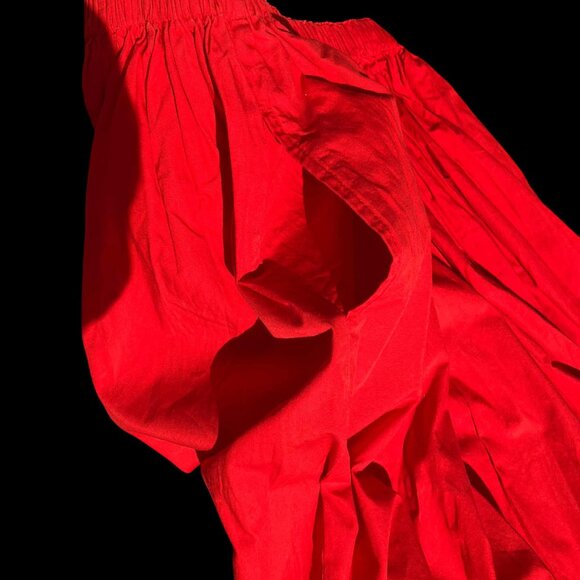 Comme Des Garcons robe de chambre Red Cotton Drawstring Skirt Size M L - Picture 3 of 11